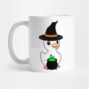 Funny fat duck is wearing a witch costume Mug